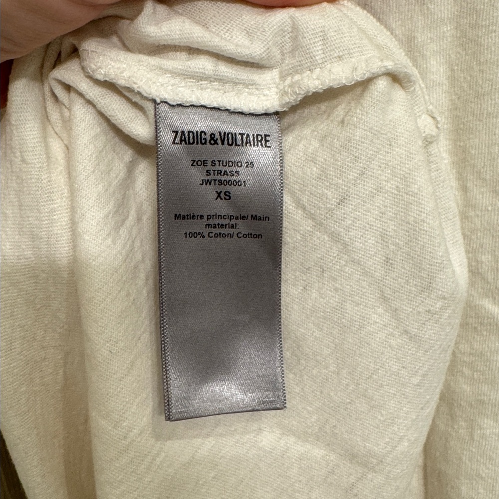 Zadig & Voltaire Rhinestone White Tee Size XS - Picture 5 of 5